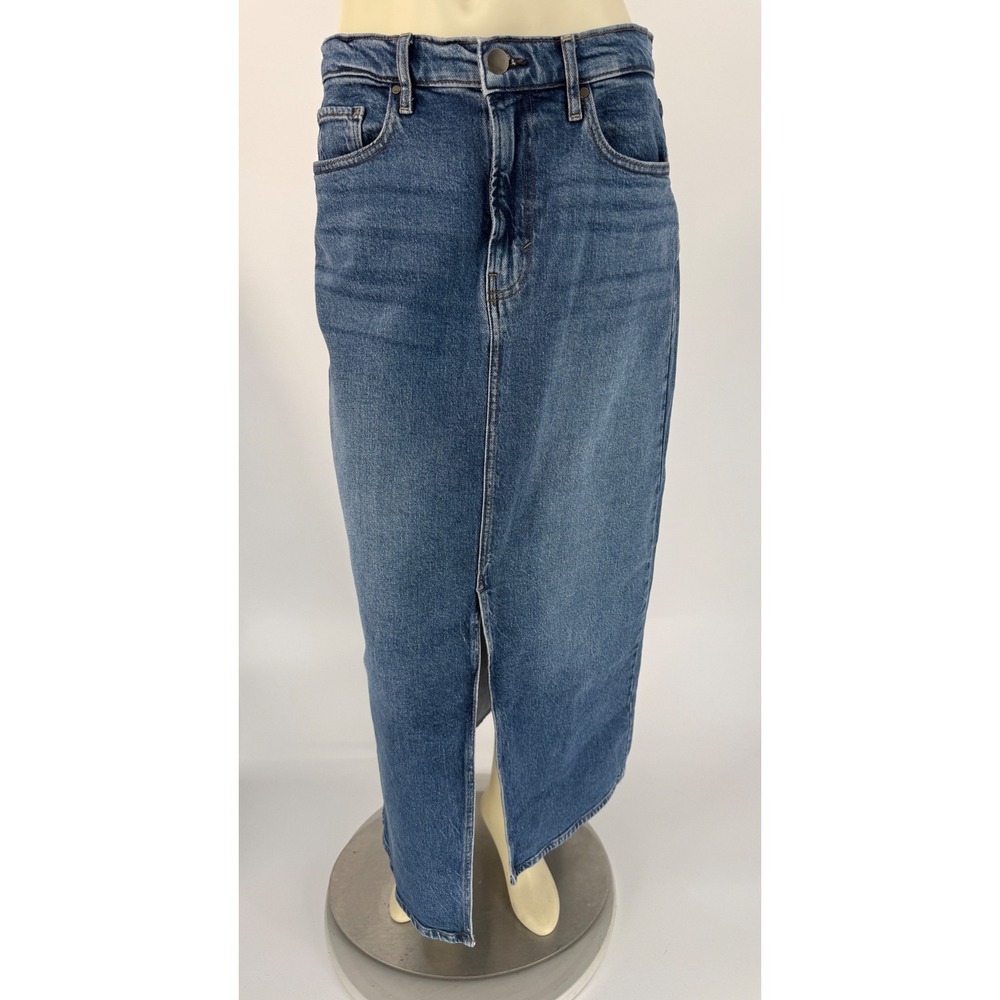 a.n.a‎ High Rise Denim Maxi Skirt Womens 8 Blue Jean Front Slit Long Skirt